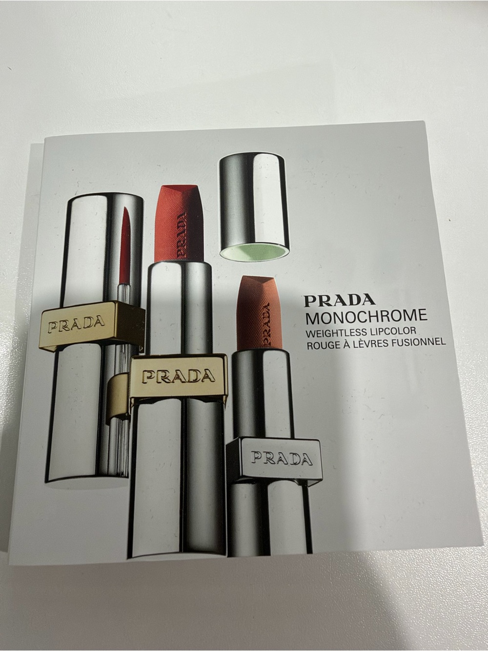 PRADA Monochrome Weightless Lipcolor 4-Shade Sample Card